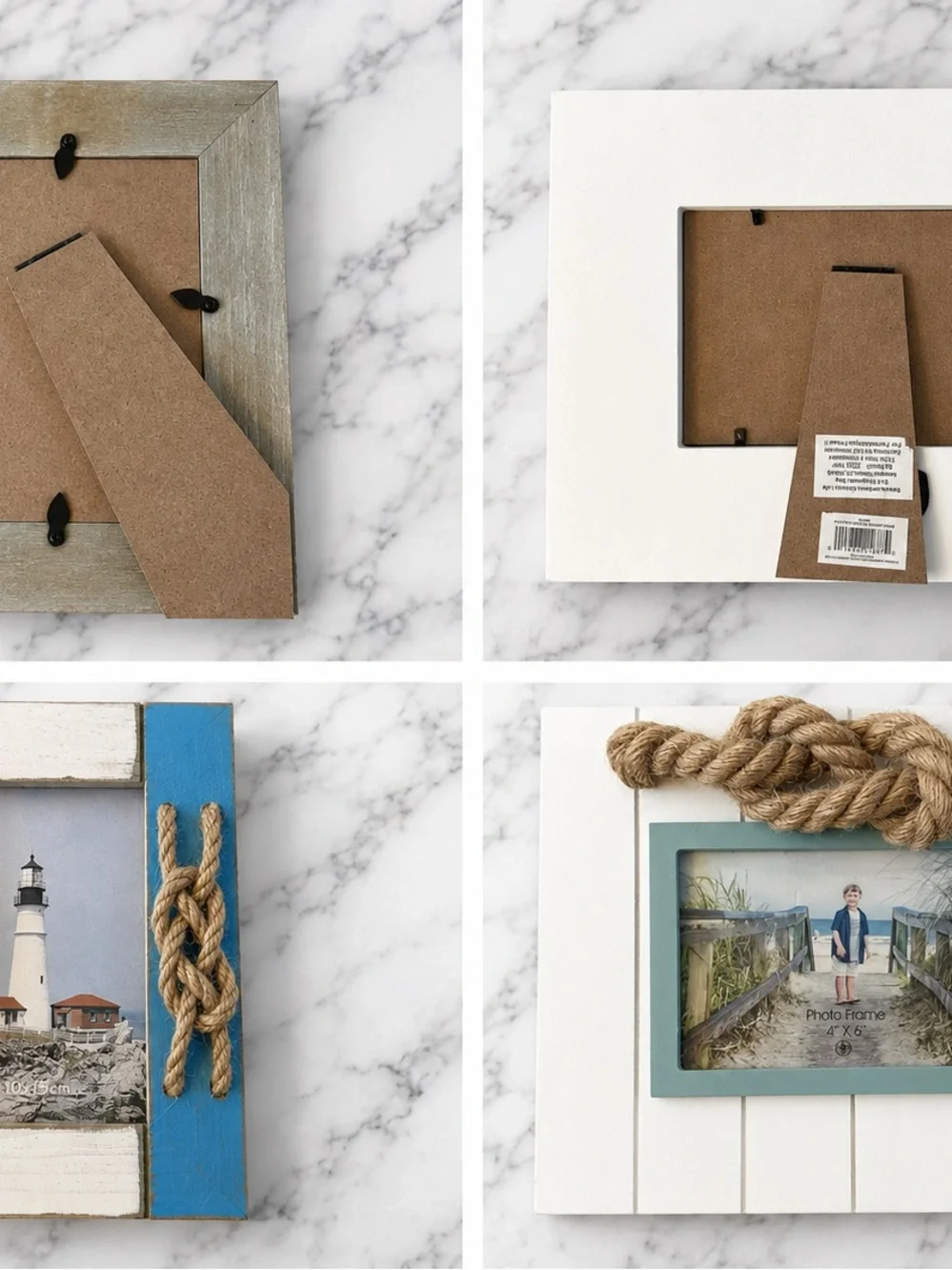 Coastal Rope Accent Wall Frame - White and Blue (set of 2)